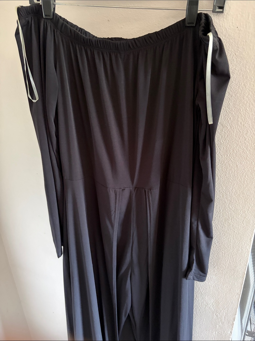 Off-Shoulder Black Women’s dress with pants attached. One-piece